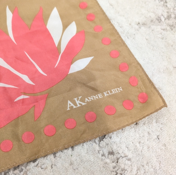 VINTAGE Anne Klein 100% Silk Floral Scarf - Picture 3 of 4